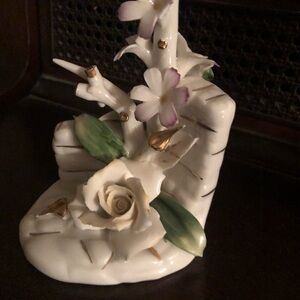 Porcelain  Italian Capodimonte Floral Arrangement with Gold Accents